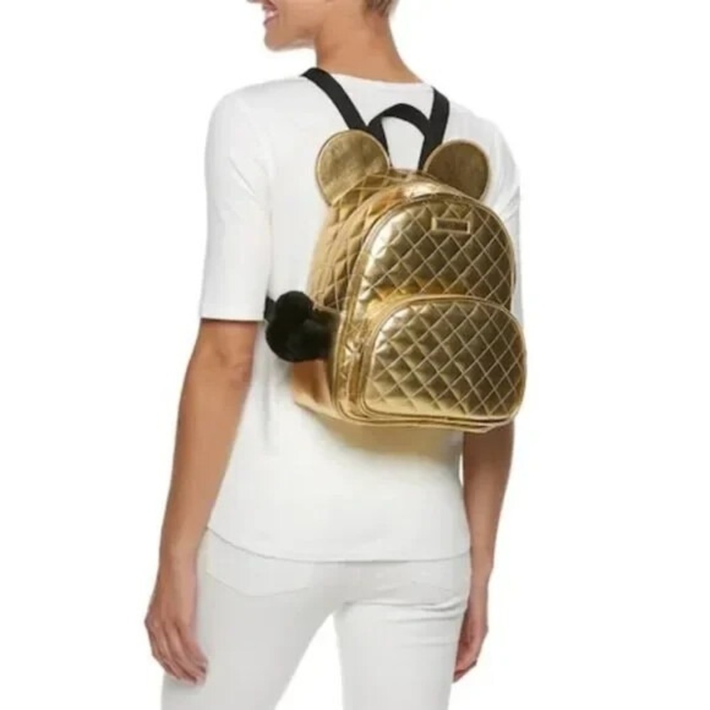 Disney Mickey Mouse 3-D Gold Quilted Mini Backpack - Picture 2 of 4